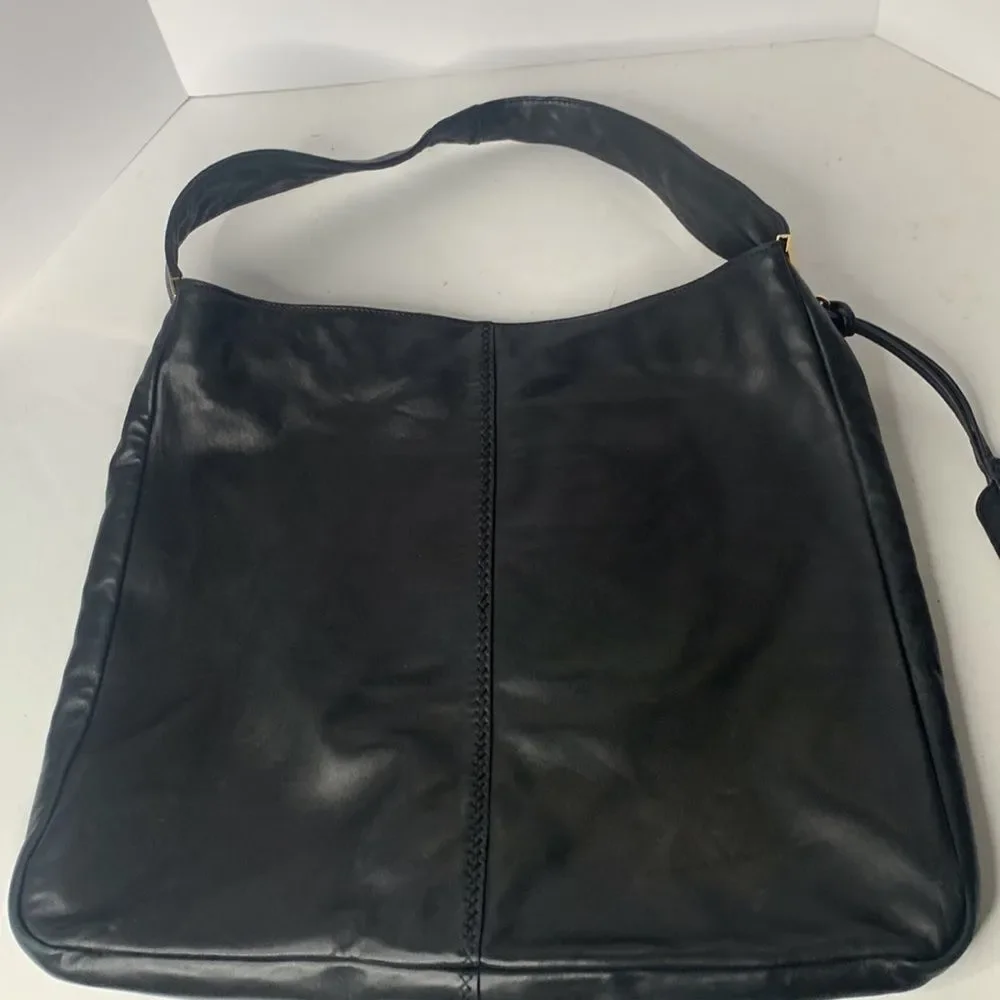 Badgley Mischka black cow leather large hobo shoulder bag